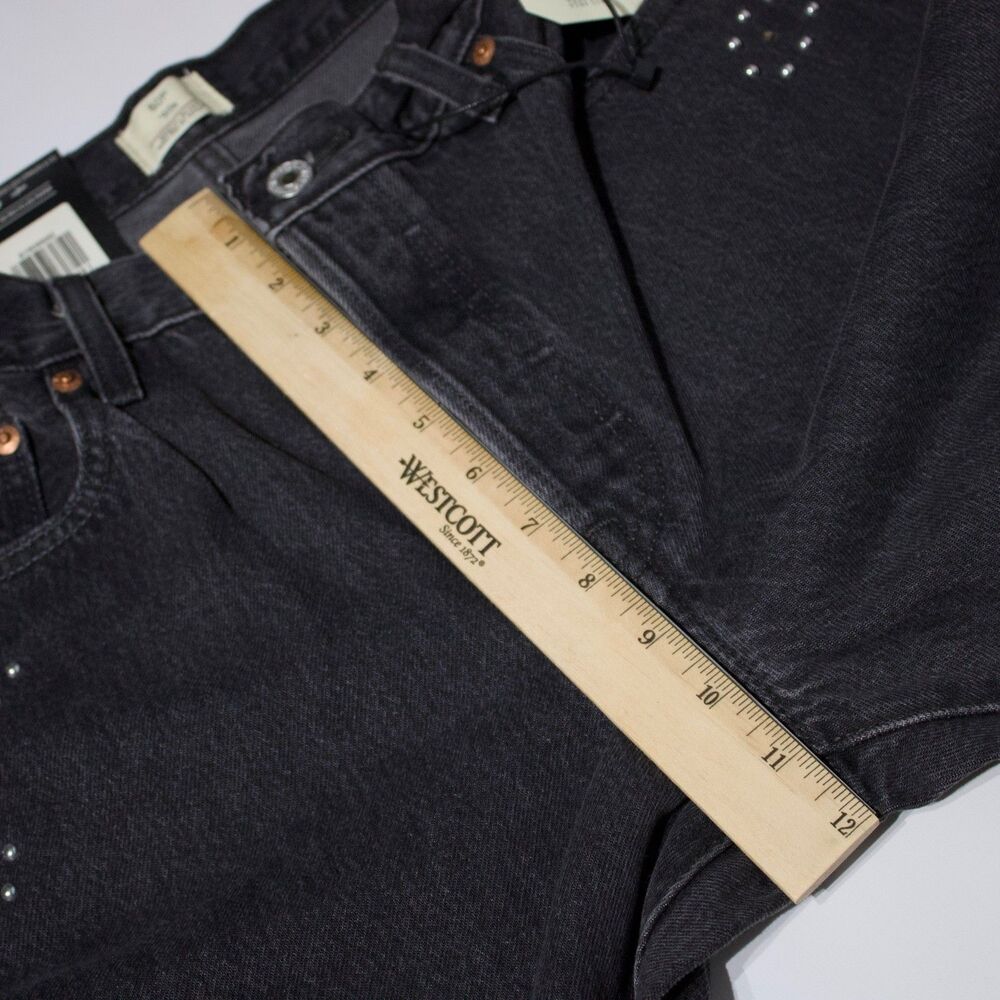 NWT $128 Levi's Premium 501 '90s Black Denim Studded Western Jeans Women 29x30 - Picture 15 of 16